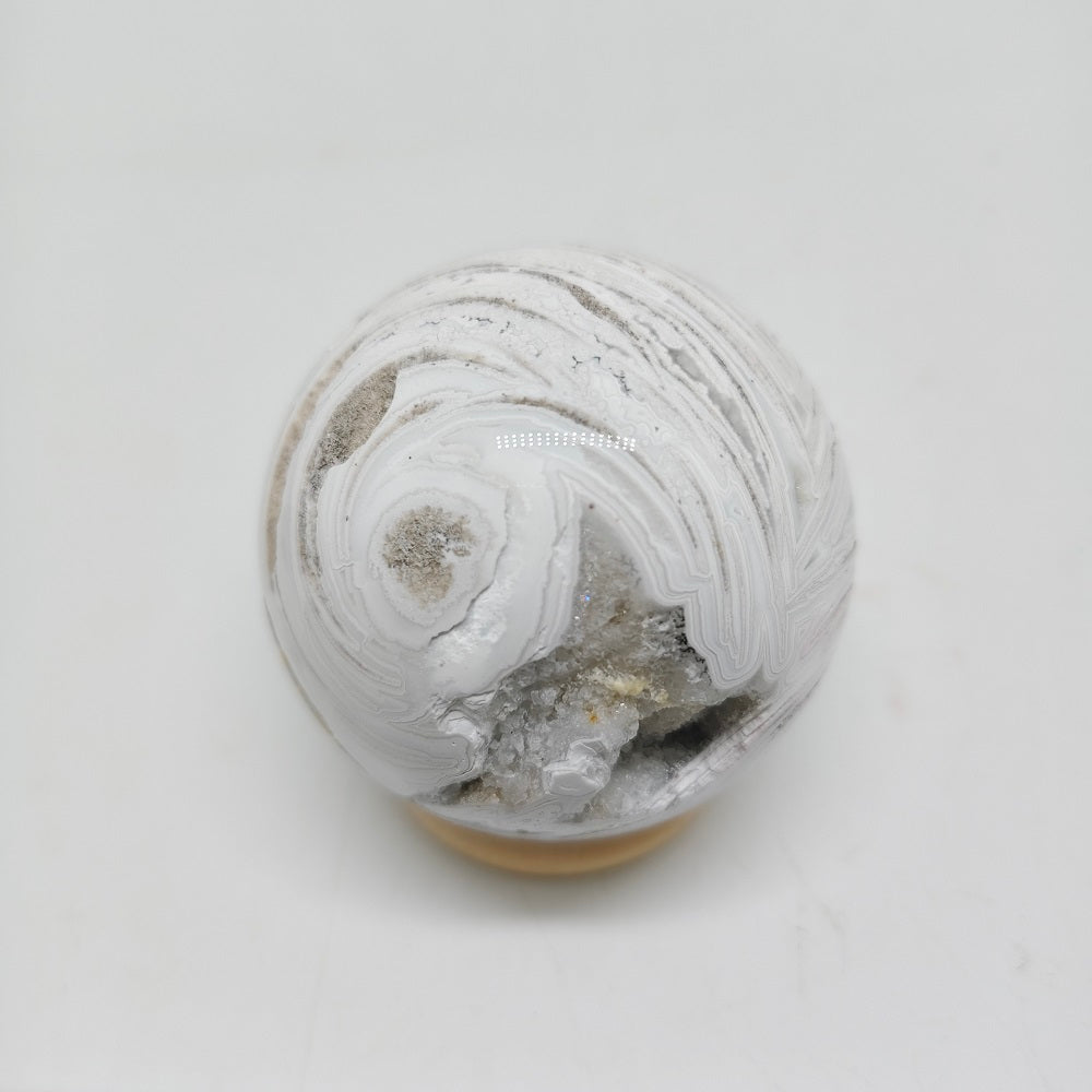 natural Mexican white agate sphere ornaments healing 191g