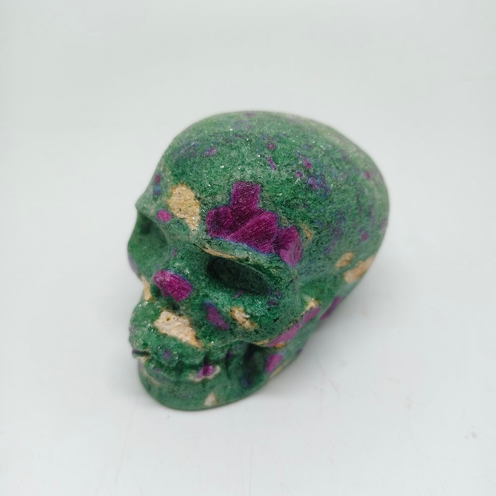 natural ruby in zosite skull carving healing 442g
