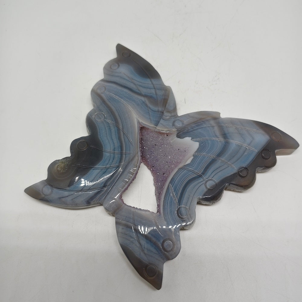 natural agate butterfly carving ornaments healing 255.6g