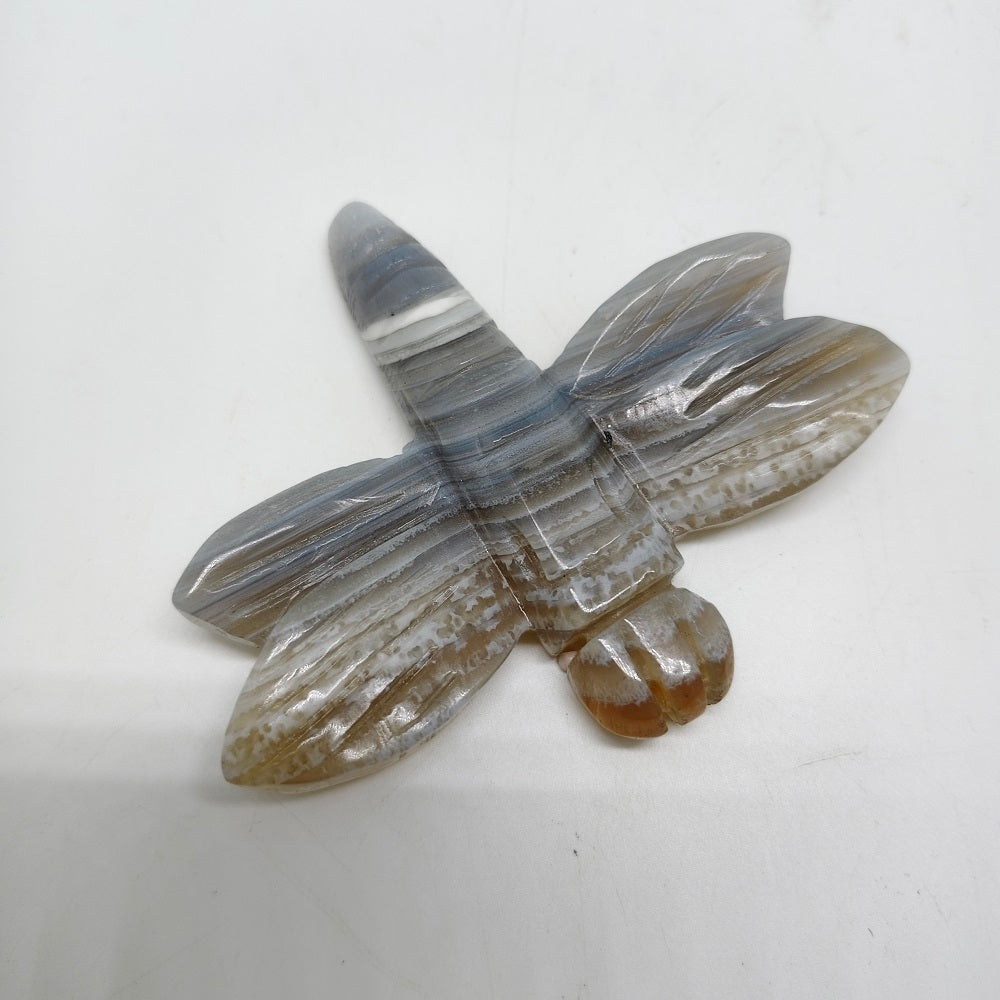 natural agate dragonfly carving ornaments healing 85g