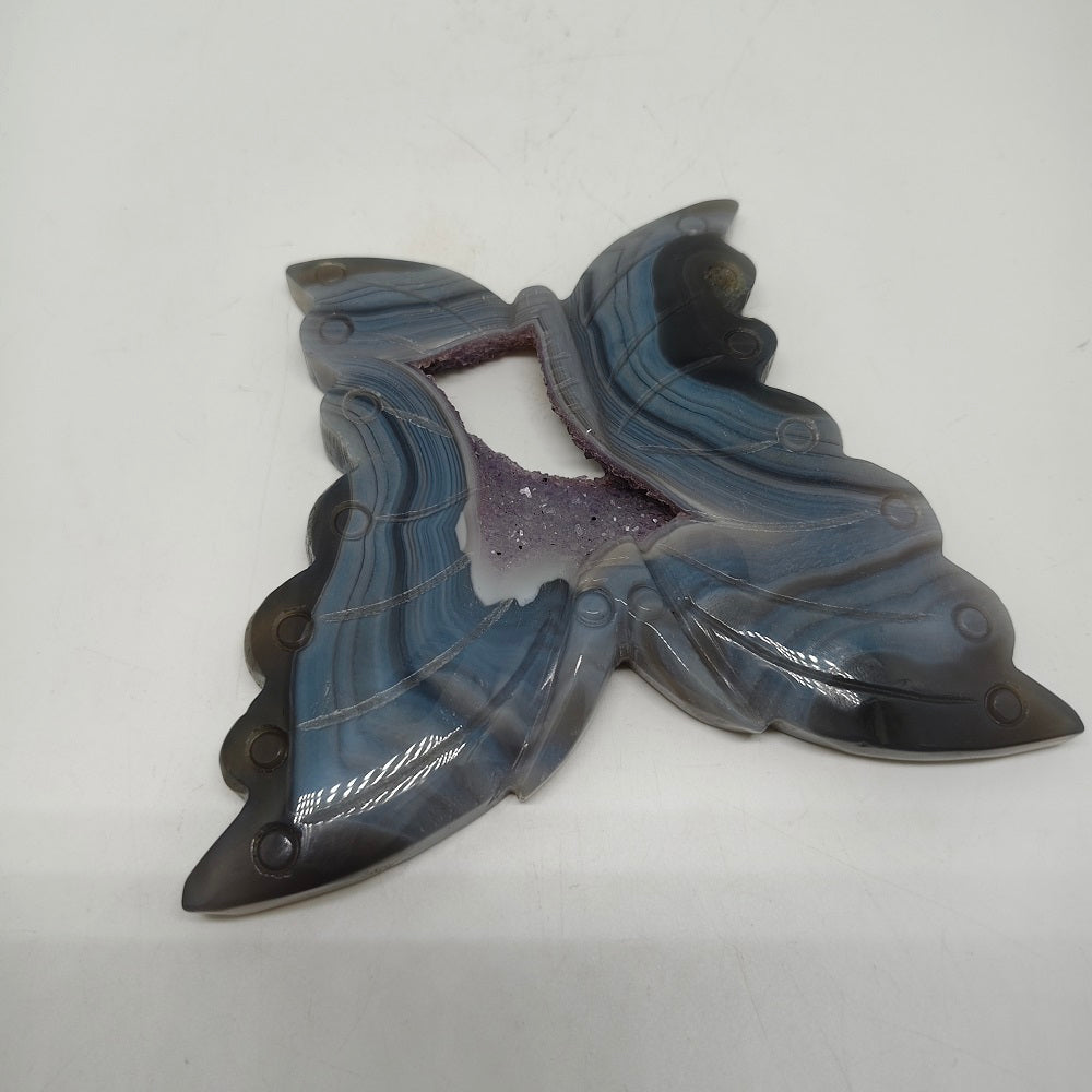 natural agate butterfly carving ornaments healing 255.6g