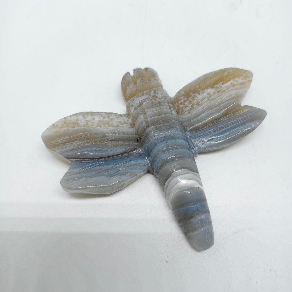 natural agate dragonfly carving ornaments healing 85g