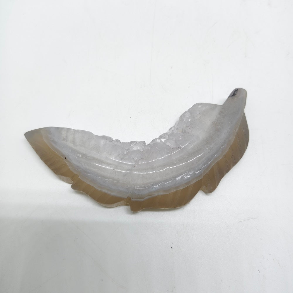 natural agate leaves carving ornaments healing 59.6g