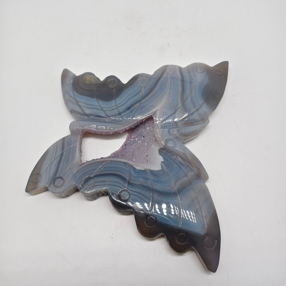 natural agate butterfly carving ornaments healing 255.6g