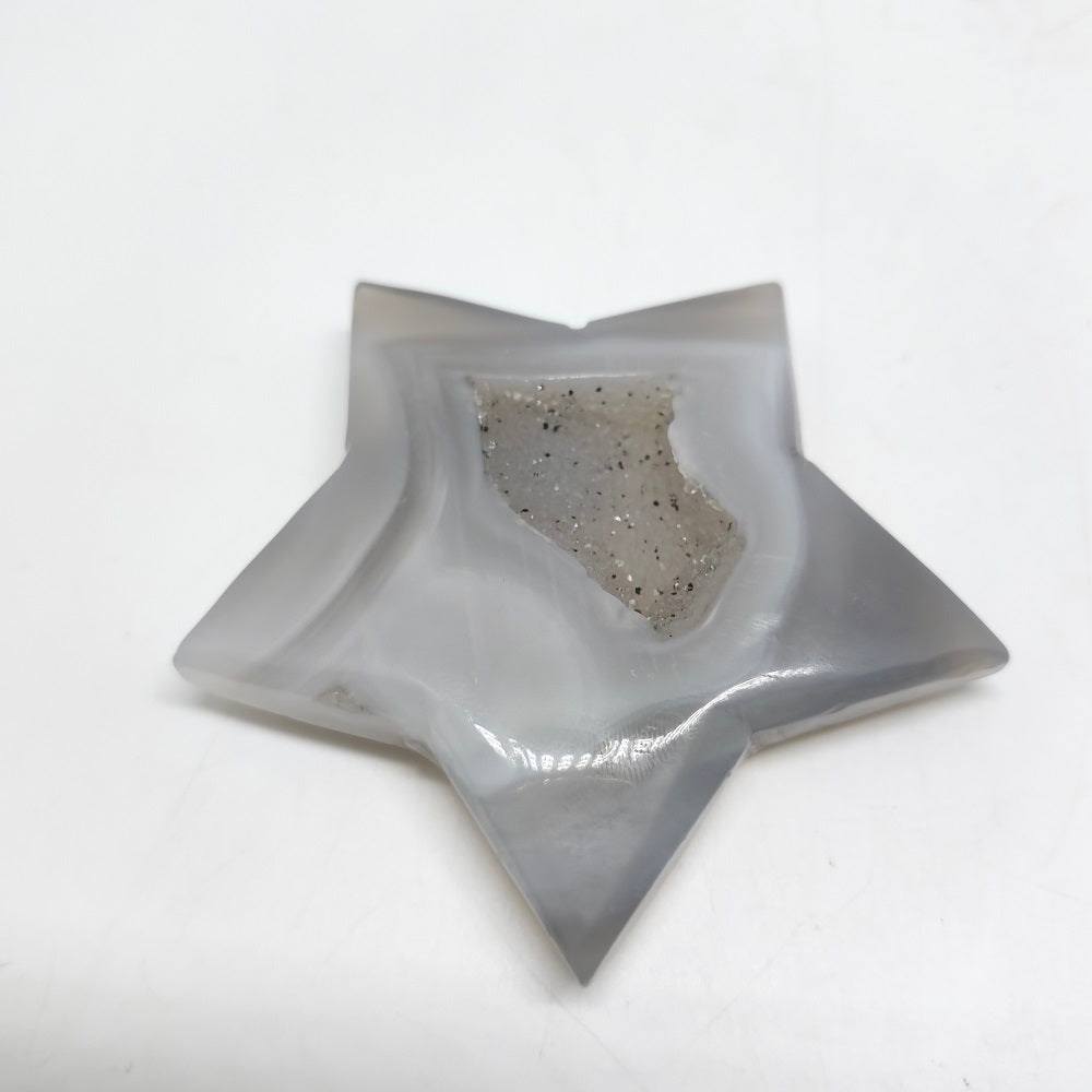 natural agate star carving ornaments healing 88.7g