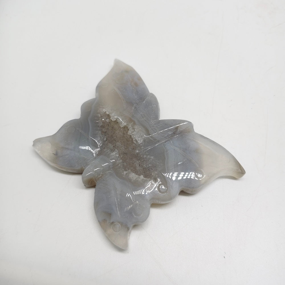 natural agate butterfly carving ornaments healing 107g