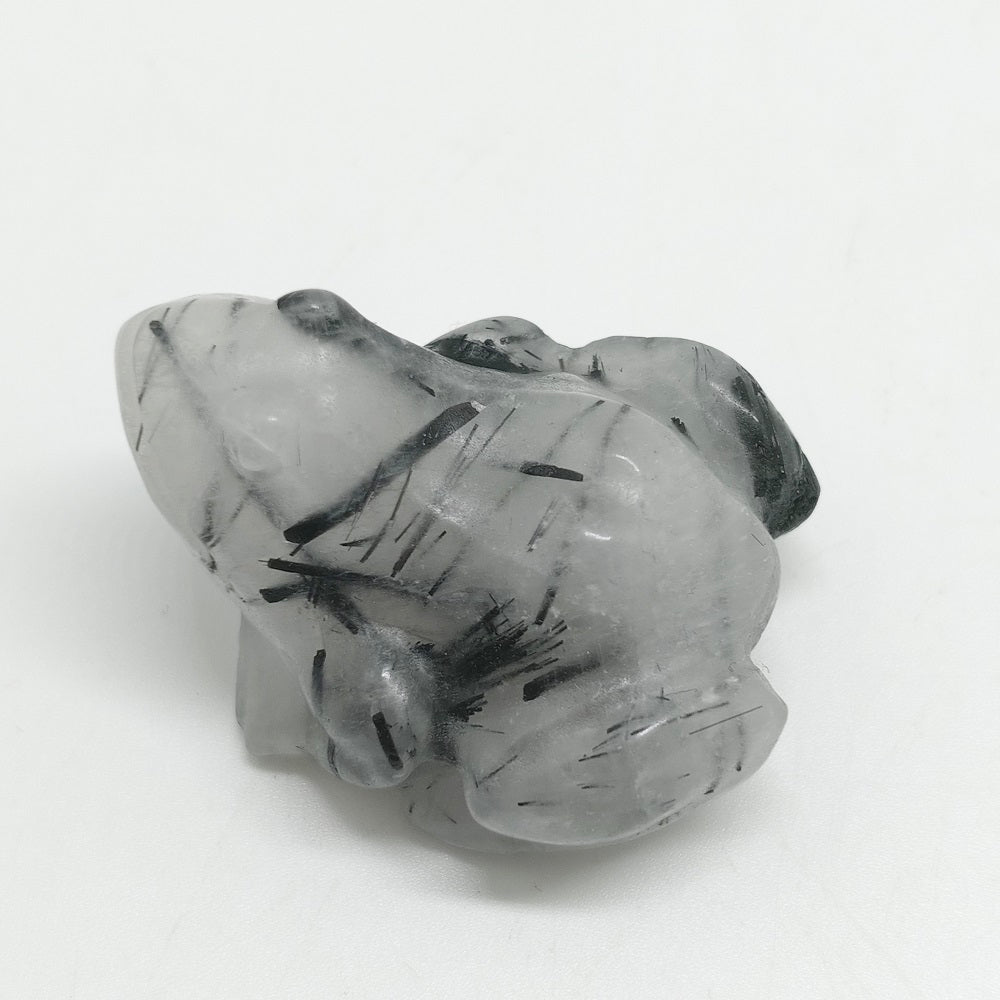 natural black tourmaline frog carving ornaments healing 25.6g
