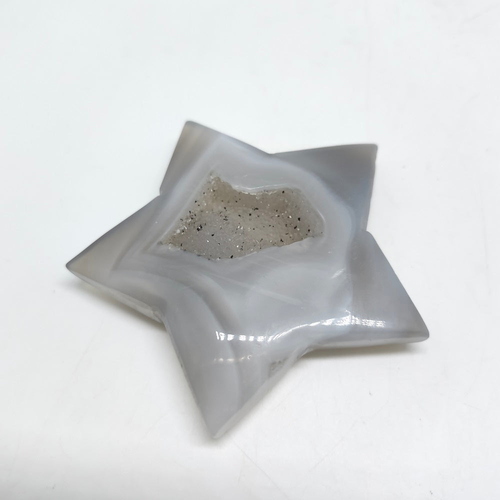 natural agate star carving ornaments healing 88.7g