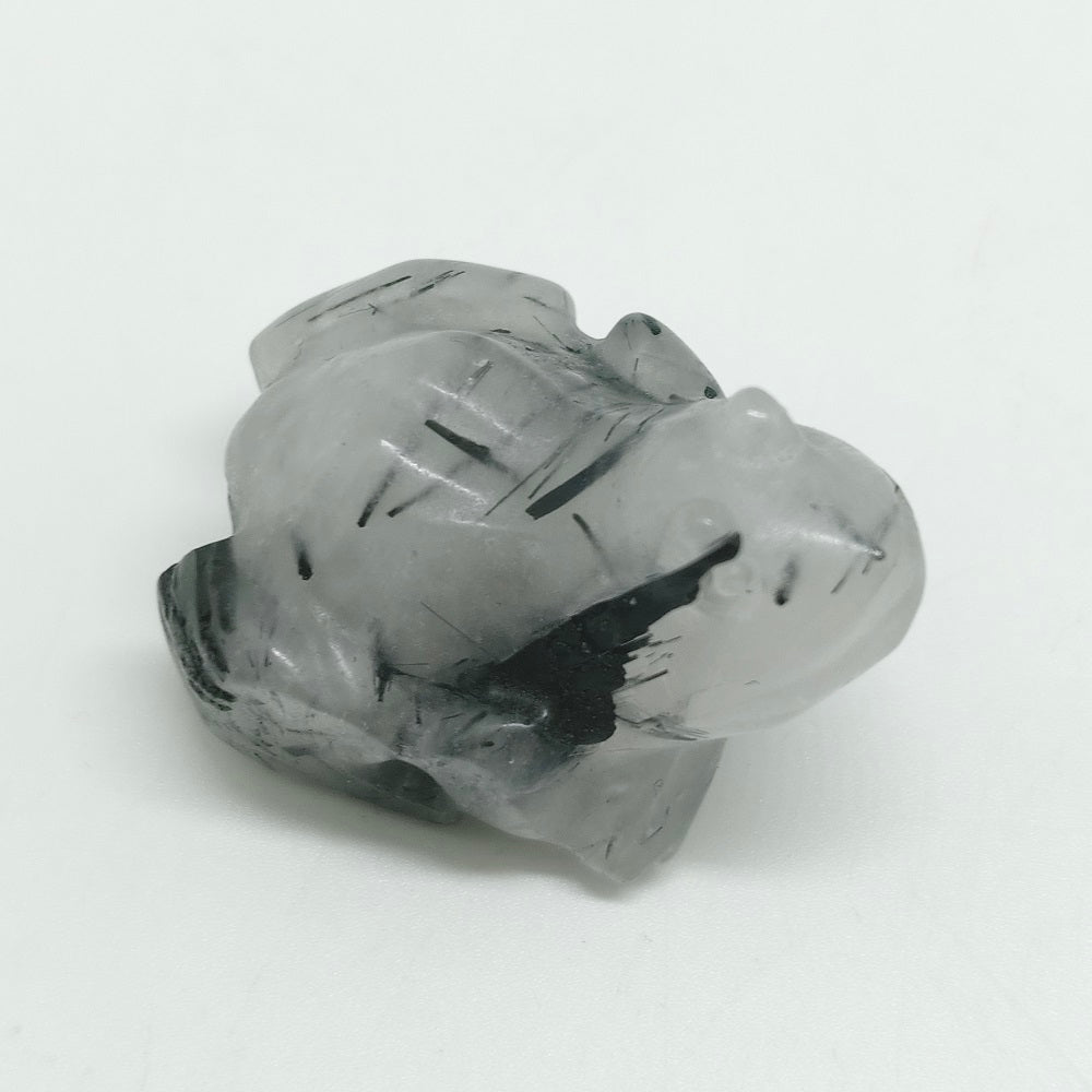 natural black tourmaline frog carving ornaments healing 25.6g