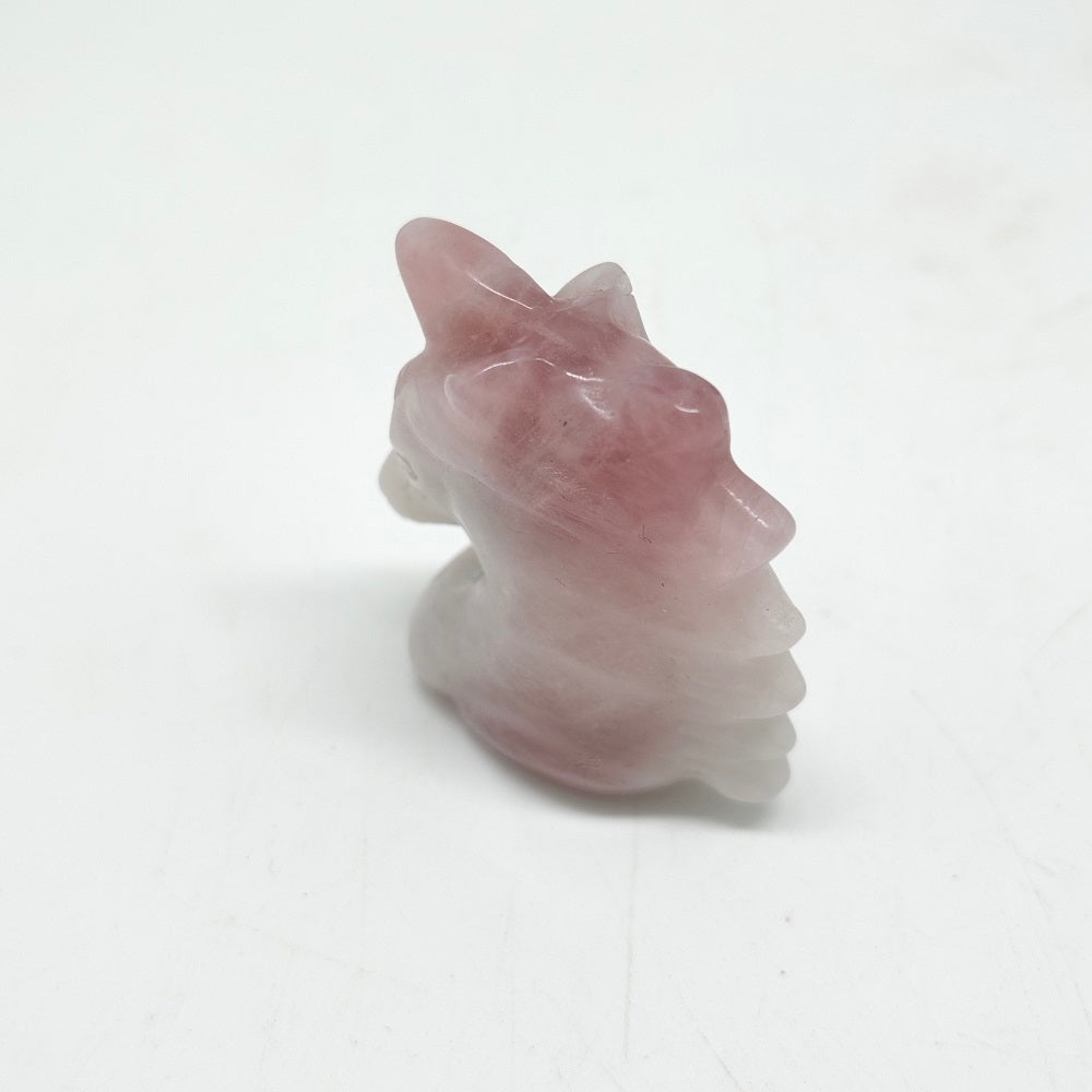 natural purple rose quartz unicorn carving ornaments healing 24.4g