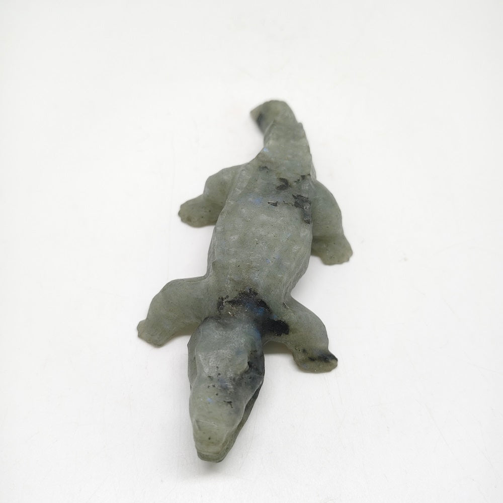 natural labradorite crocodile carving ornaments healing 184.4g