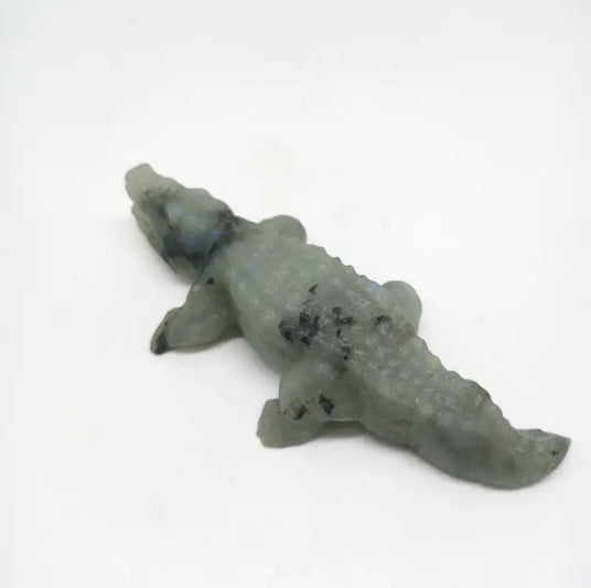 natural labradorite crocodile carving ornaments healing 184.4g