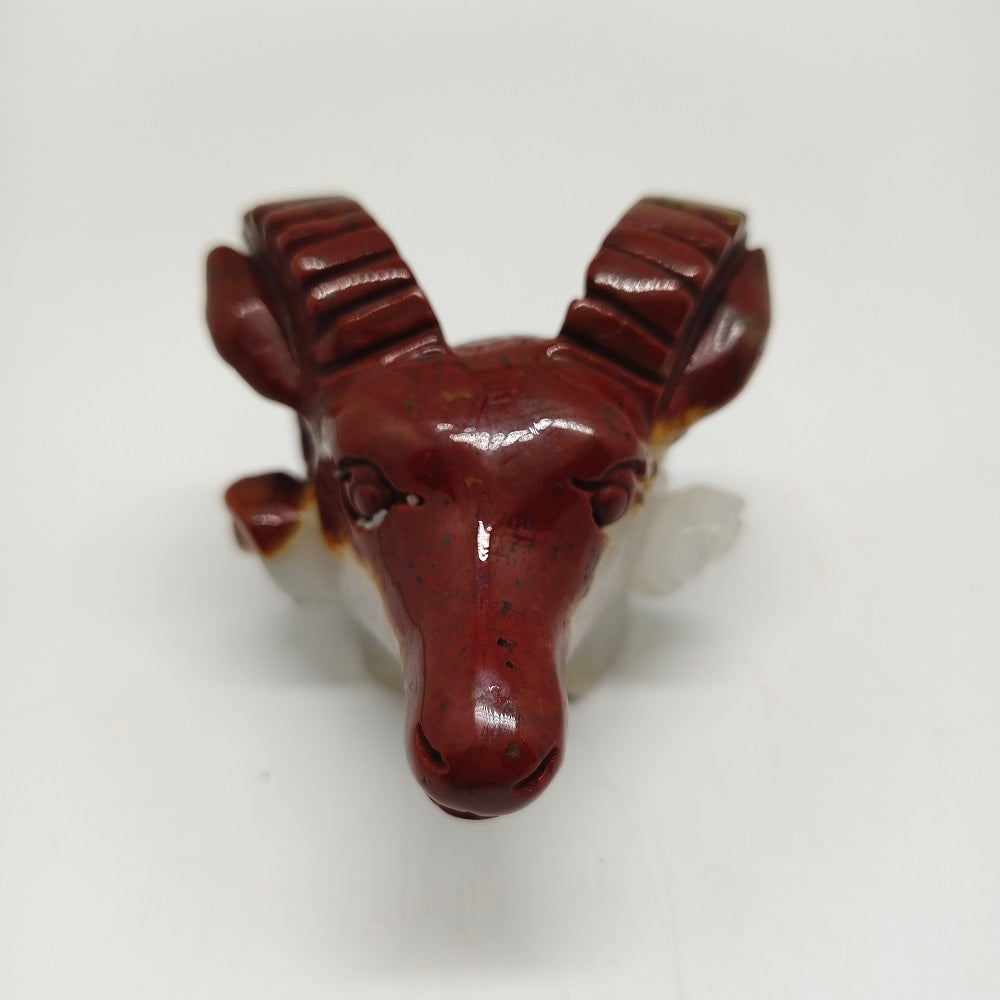 ocean jasper sheep head carving ornaments healing 239.2g