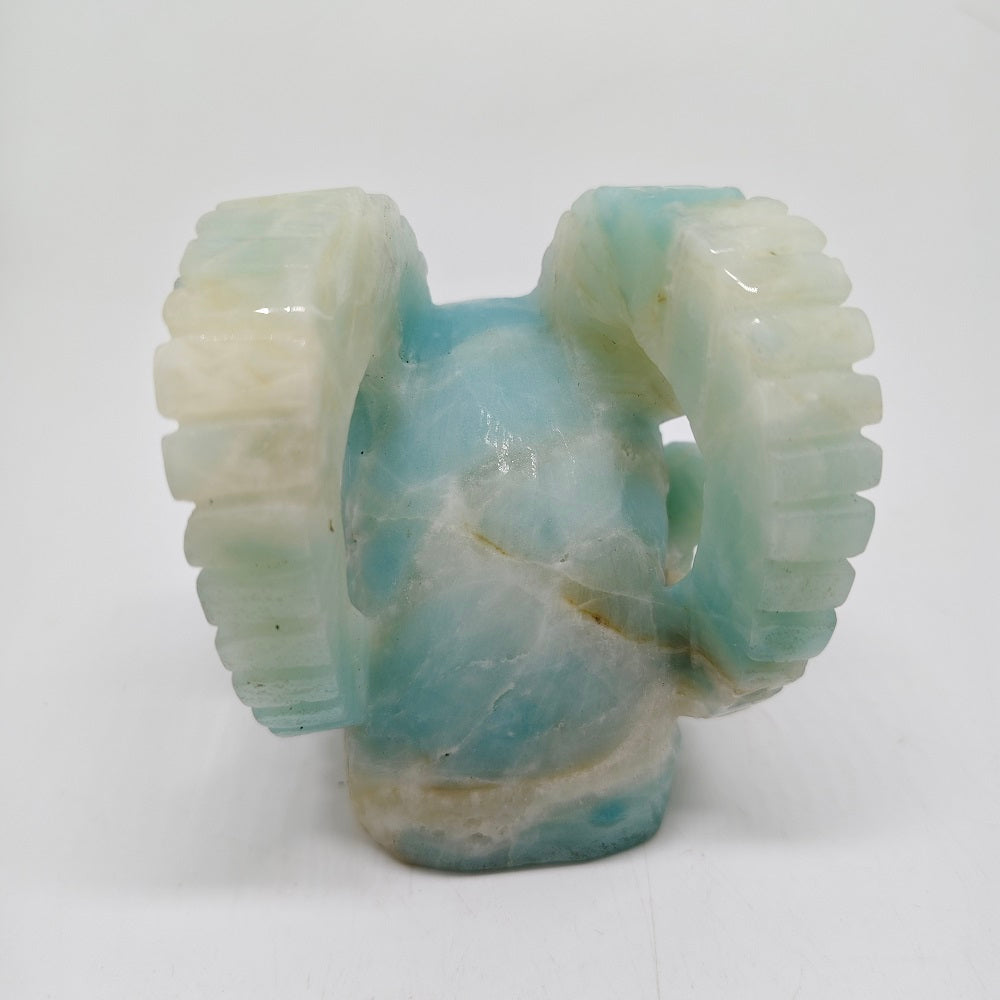 carribean calcite sheep head carving ornaments healing 347g