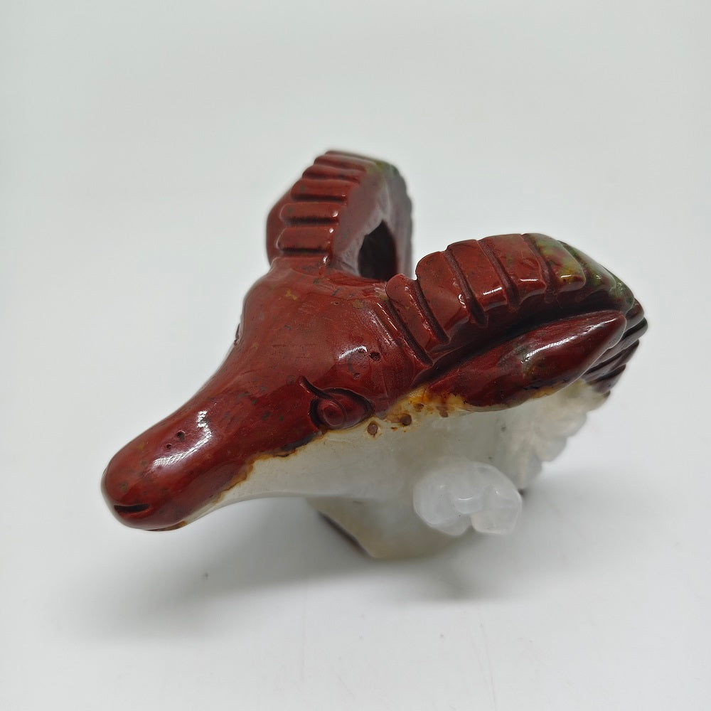 ocean jasper sheep head carving ornaments healing 239.2g