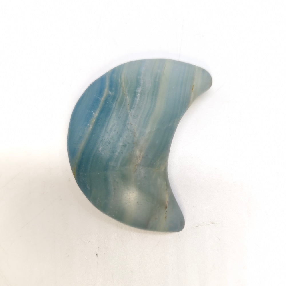 blue onyx moon carving ornaments healing 37.9g