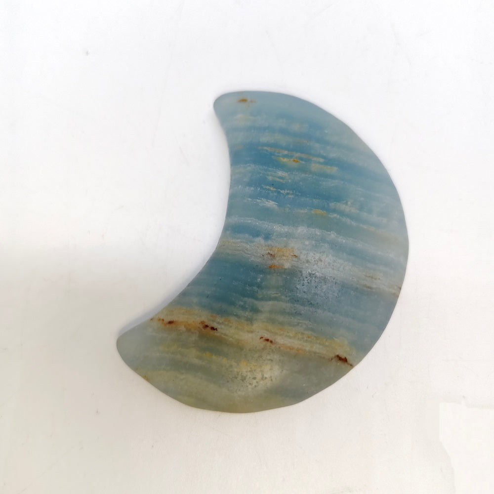blue onyx moon carving ornaments healing 37.9g