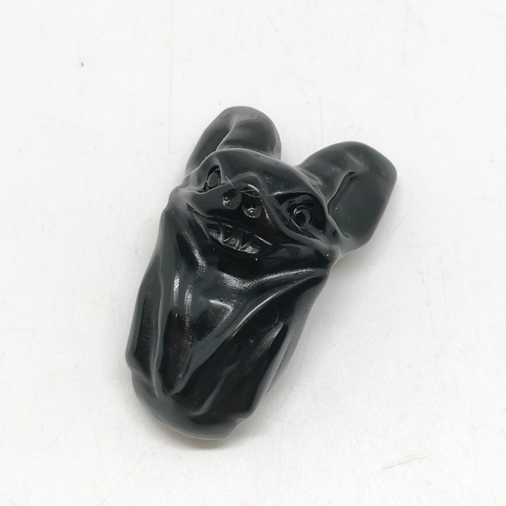 black obsidian bat carving ornaments healing 58g