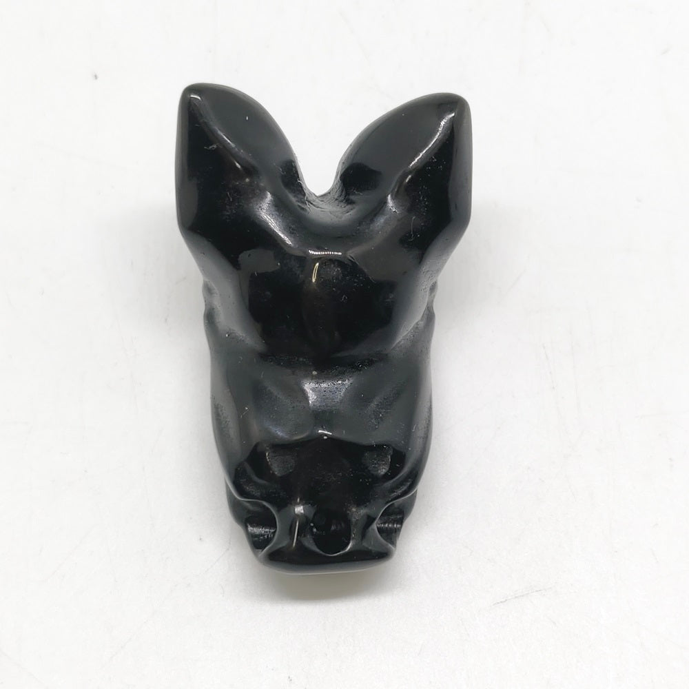 black obsidian bat carving ornaments healing 58g