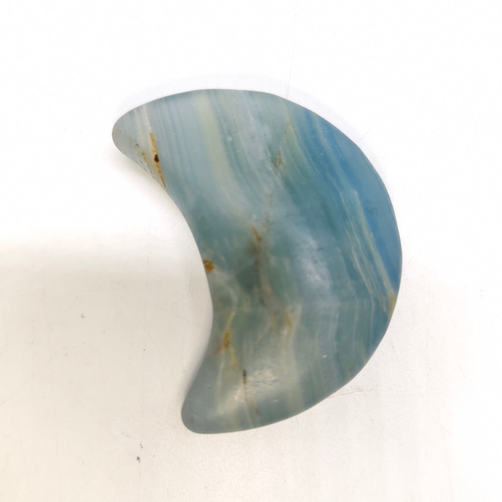 blue onyx moon carving ornaments healing 37.9g