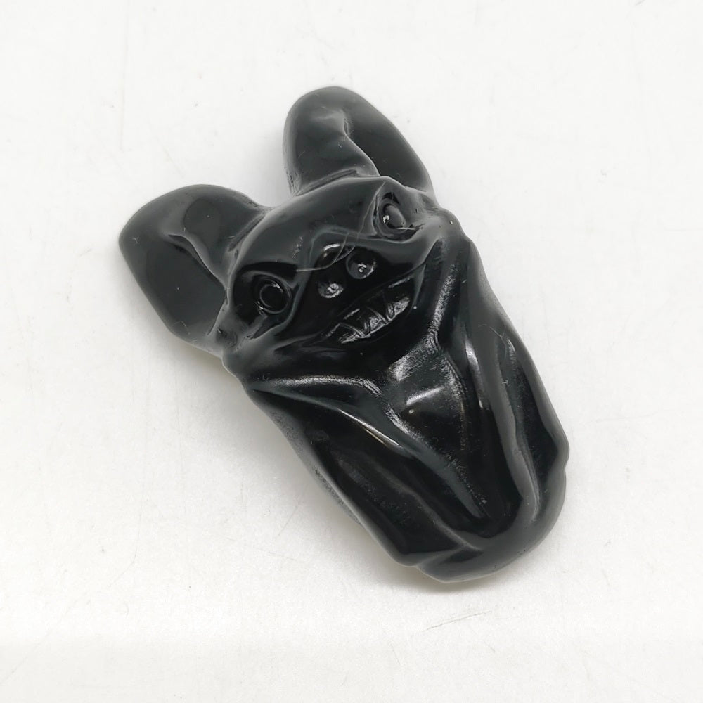 black obsidian bat carving ornaments healing 58g
