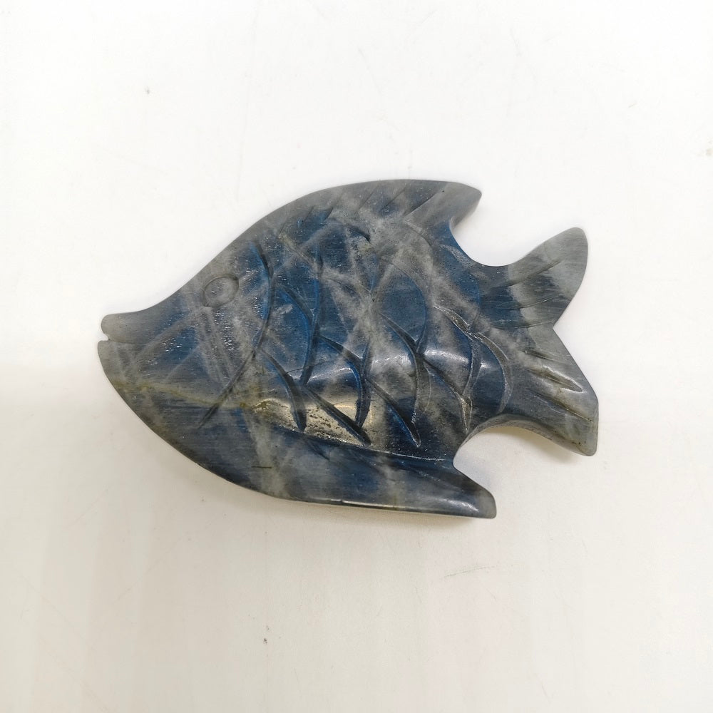 labradorite fish carving ornaments healing 79.8g