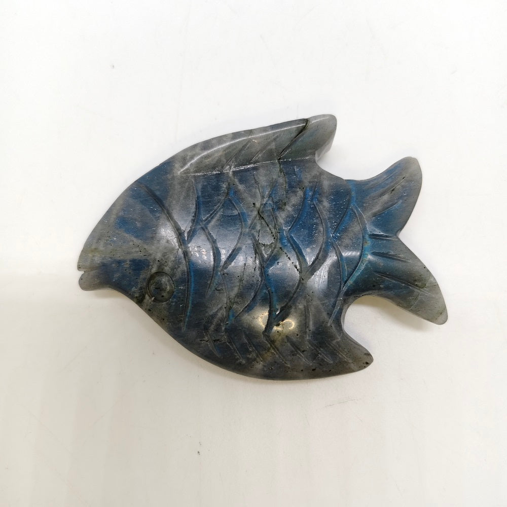 labradorite fish carving ornaments healing 79.8g