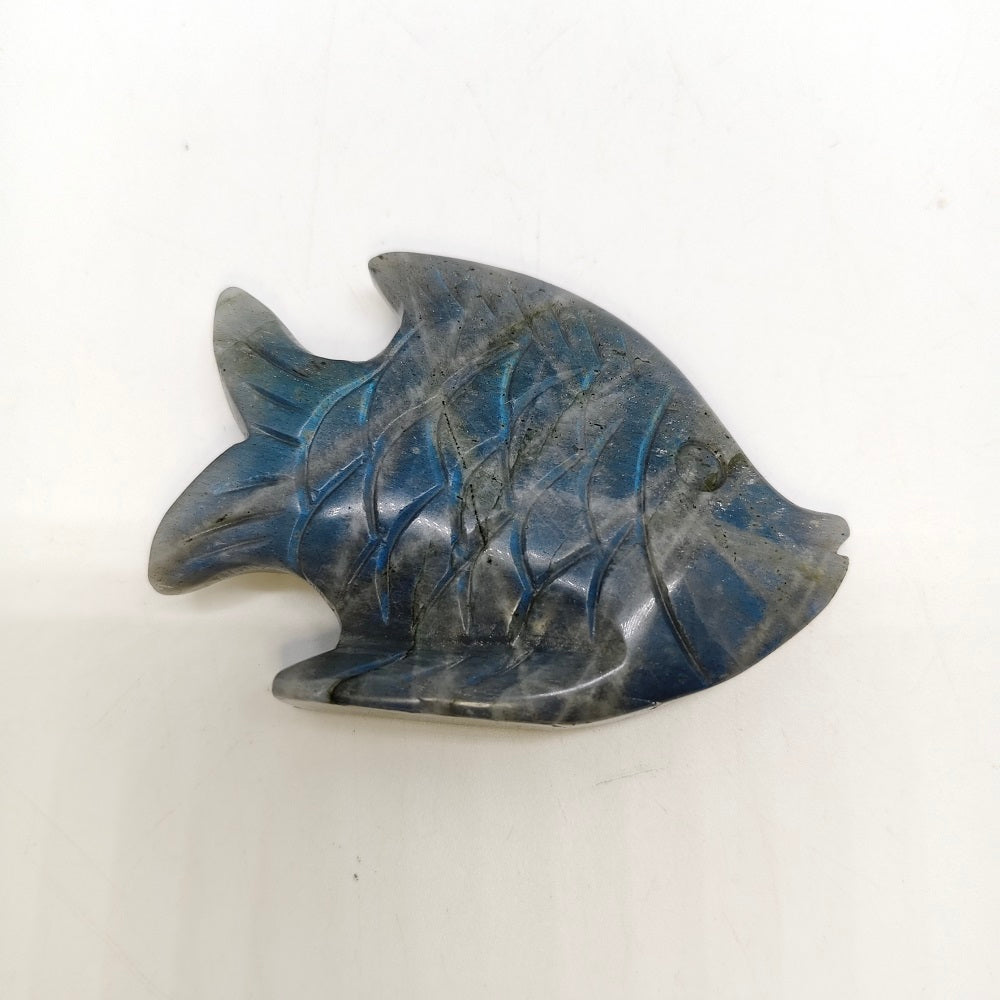 labradorite fish carving ornaments healing 79.8g