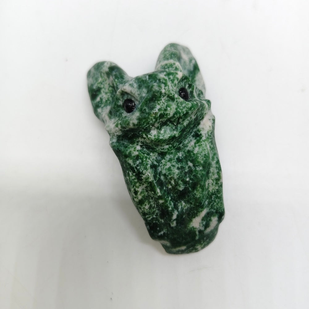 Qinghai green jade bat carving ornaments healing 116.4g