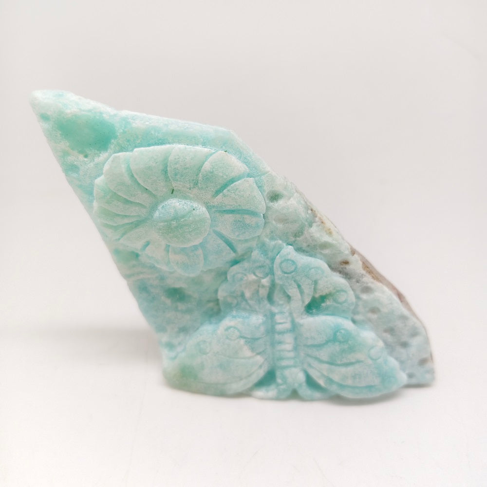 hemimorphite butterfly fiower carving ornaments healing 159.9g