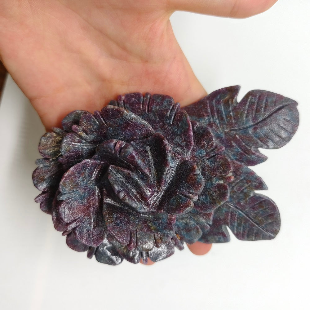 ruby kyhnaite flower carving ornaments healing 312.7g