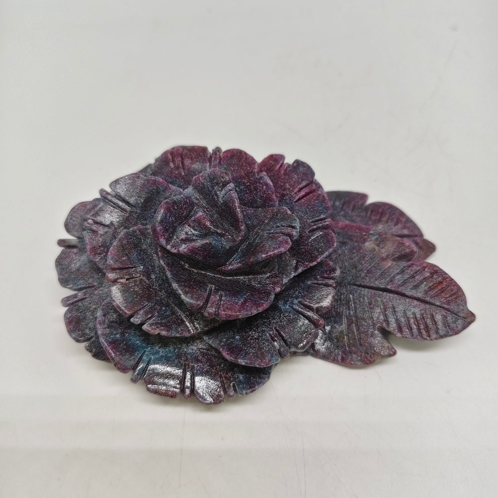 ruby kyhnaite flower carving ornaments healing 312.8g