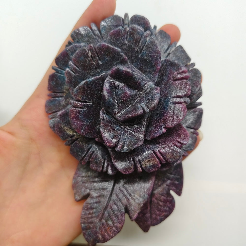 ruby kyhnaite flower carving ornaments healing 312.8g