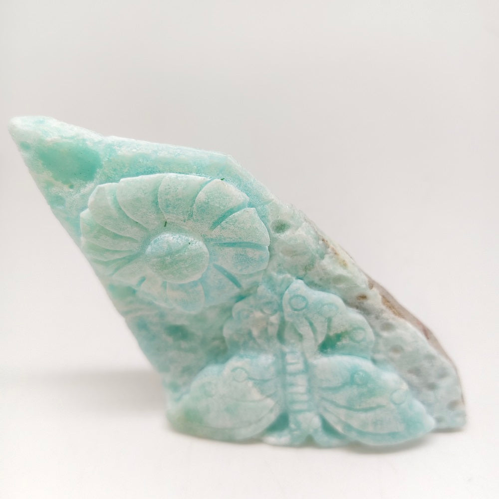 hemimorphite butterfly fiower carving ornaments healing 159.9g