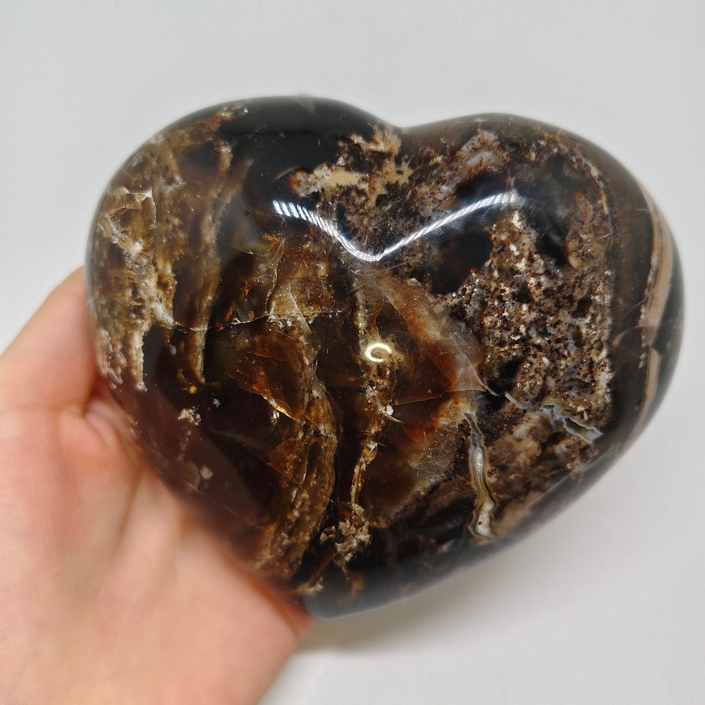 chocolate opal heart carving ornaments healing 560.9g