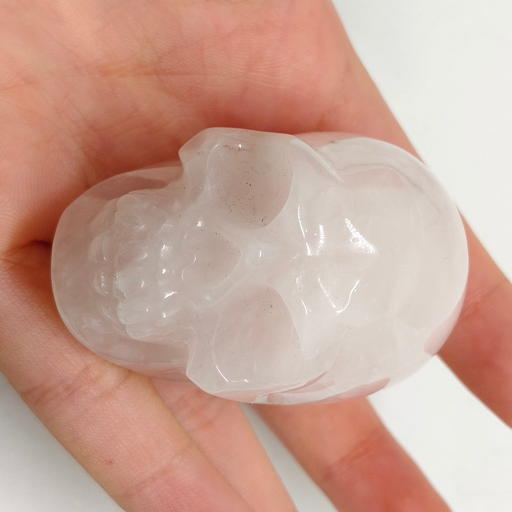 rose quartz skull carving ornaments healing 101g