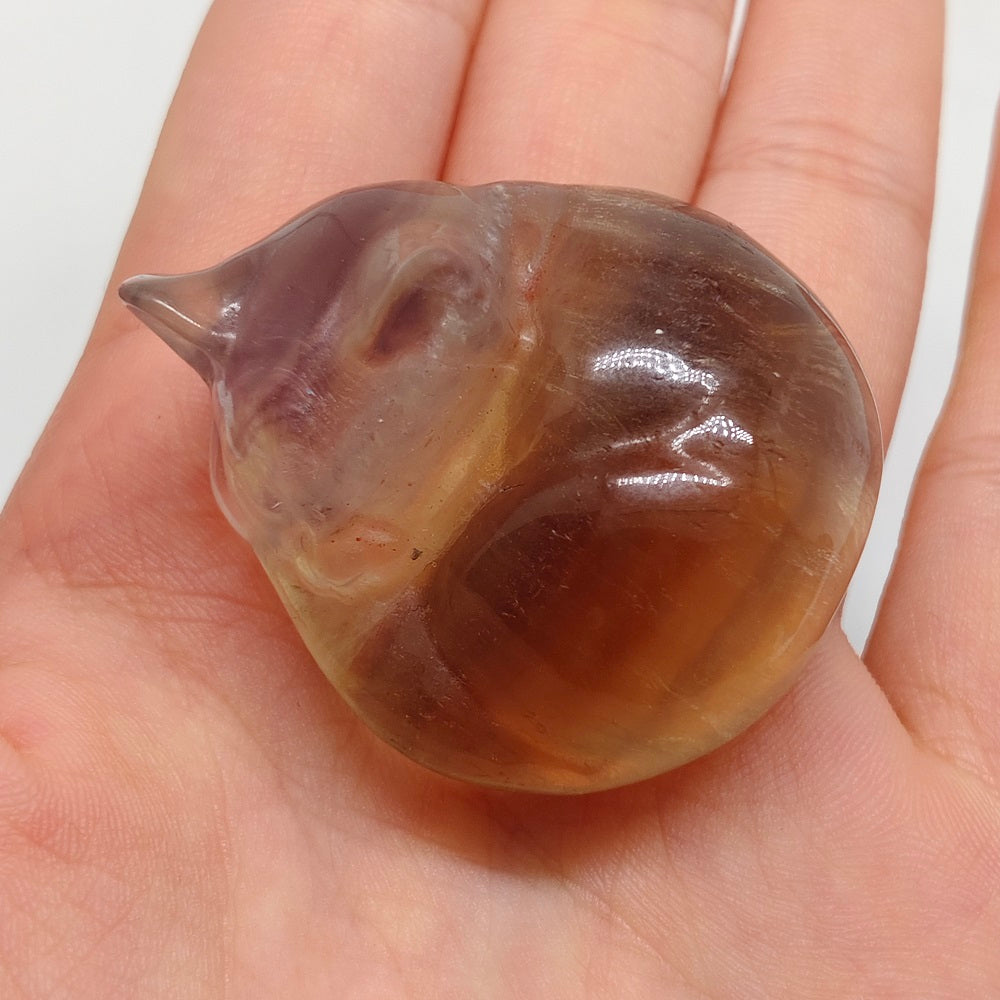 fluorite cat carving ornaments healing 44.3g