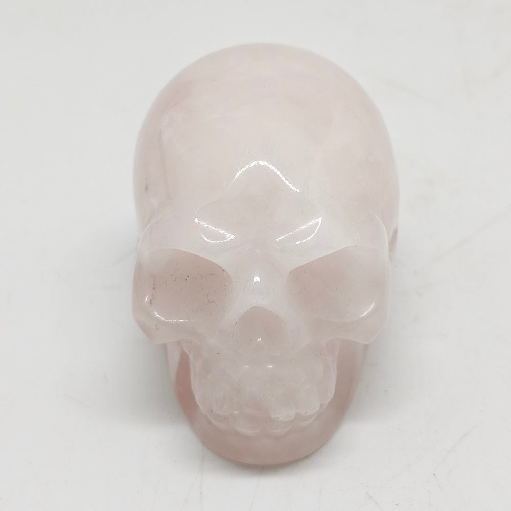 rose quartz skull carving ornaments healing 101g