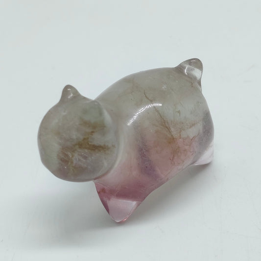 fluorite cat carving ornaments healing 61.7g
