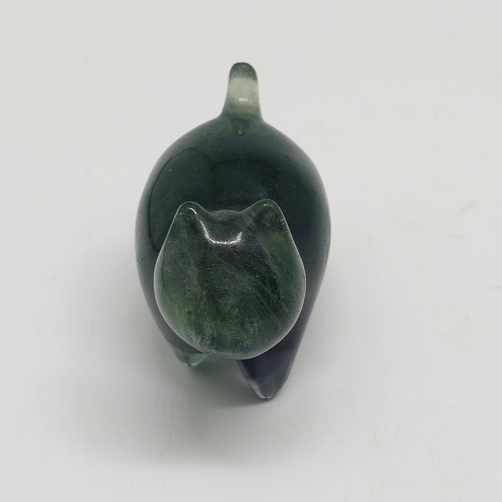 green fluorite cat carving ornaments healing 62.3g