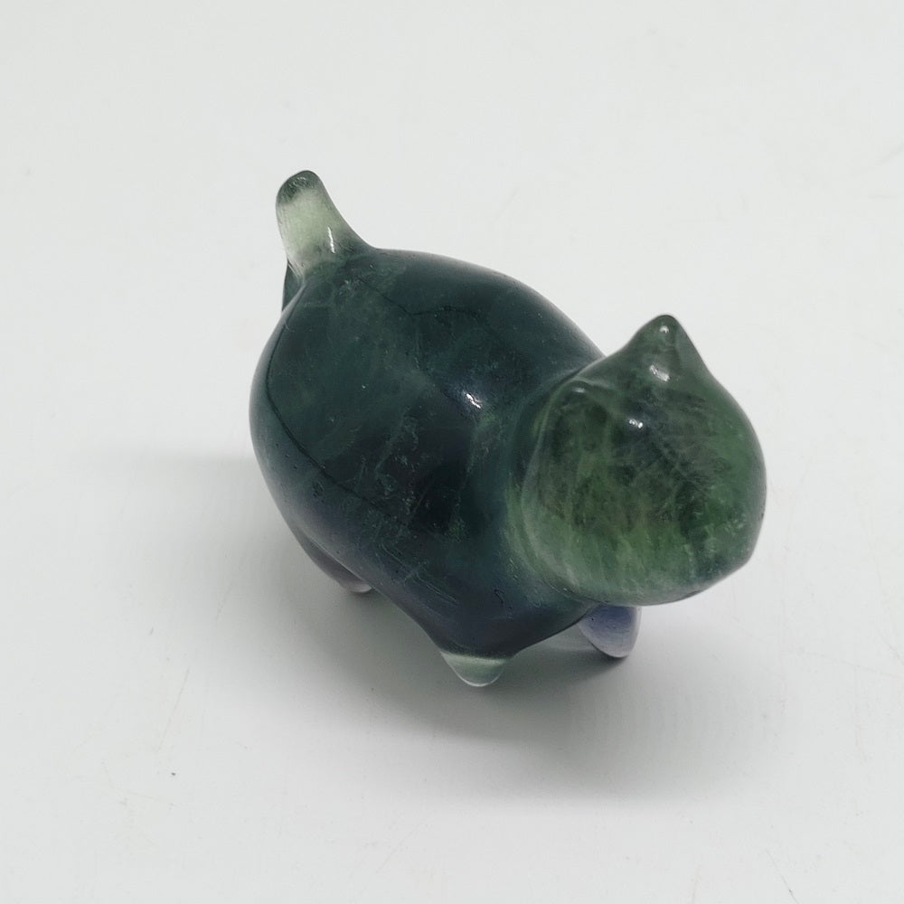 green fluorite cat carving ornaments healing 62.3g