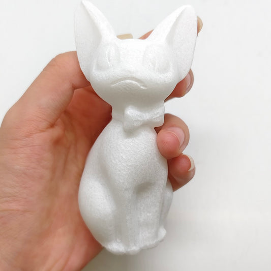 white marble cat carving ornaments healing 175g