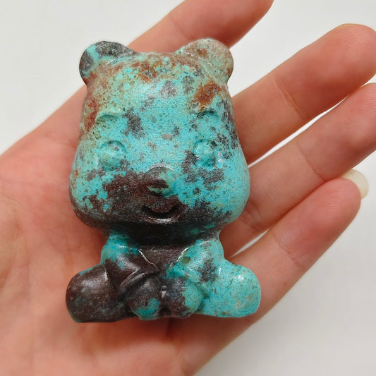 phoenix turquoise bear carving ornaments healing 70.4g