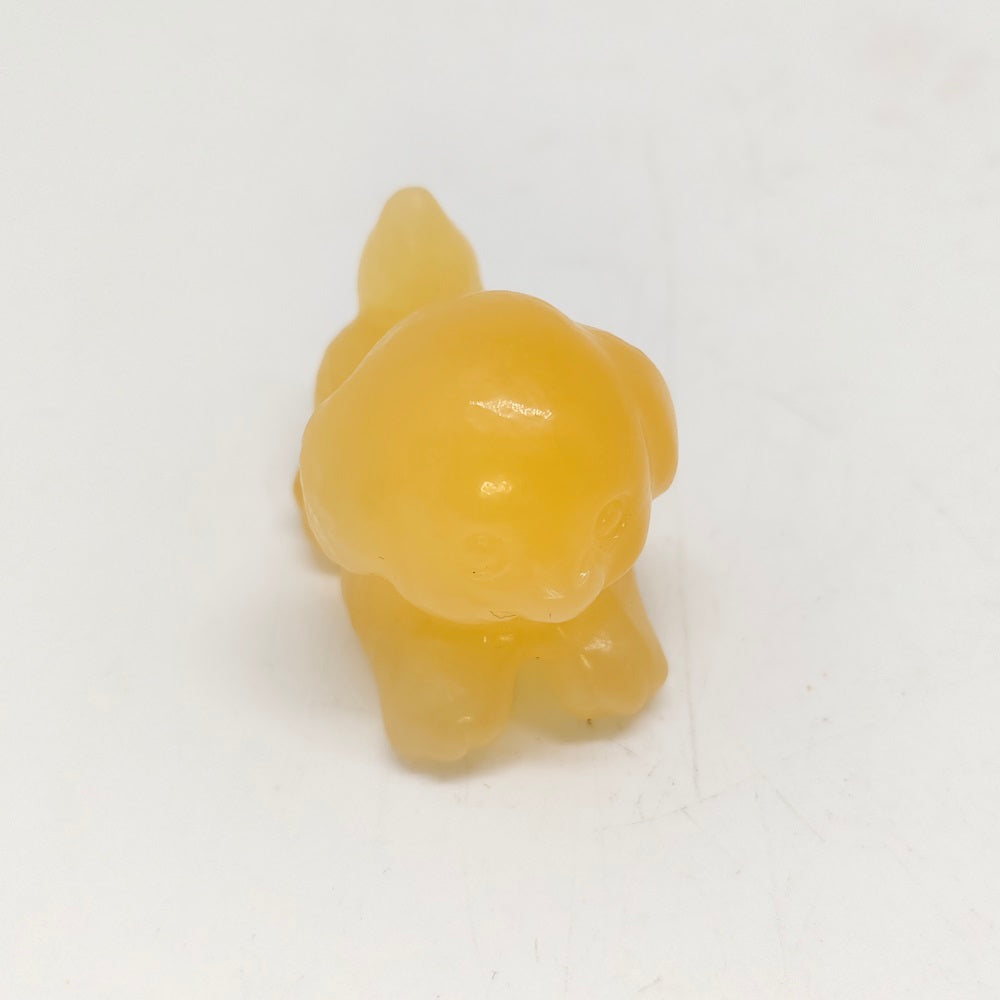 yellow calcite dog carving ornaments healing 35.6g