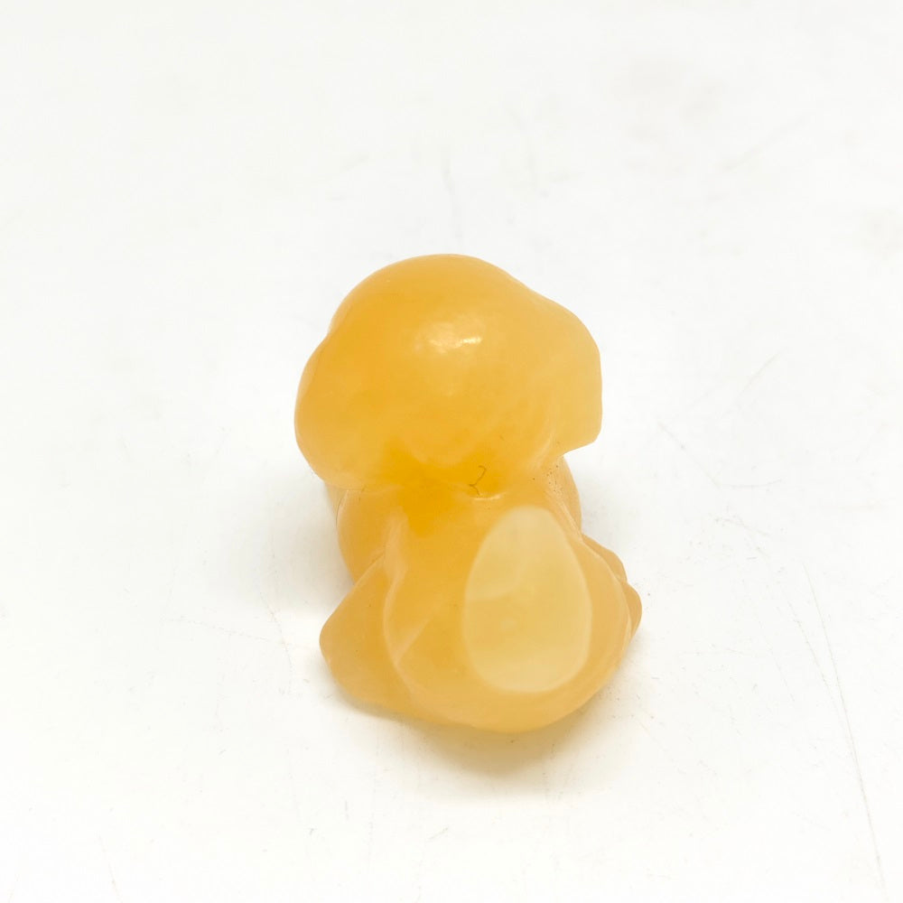 yellow calcite dog carving ornaments healing 35.6g