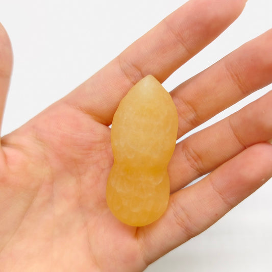 yellow calcite peanut carving ornaments healing 26.1g