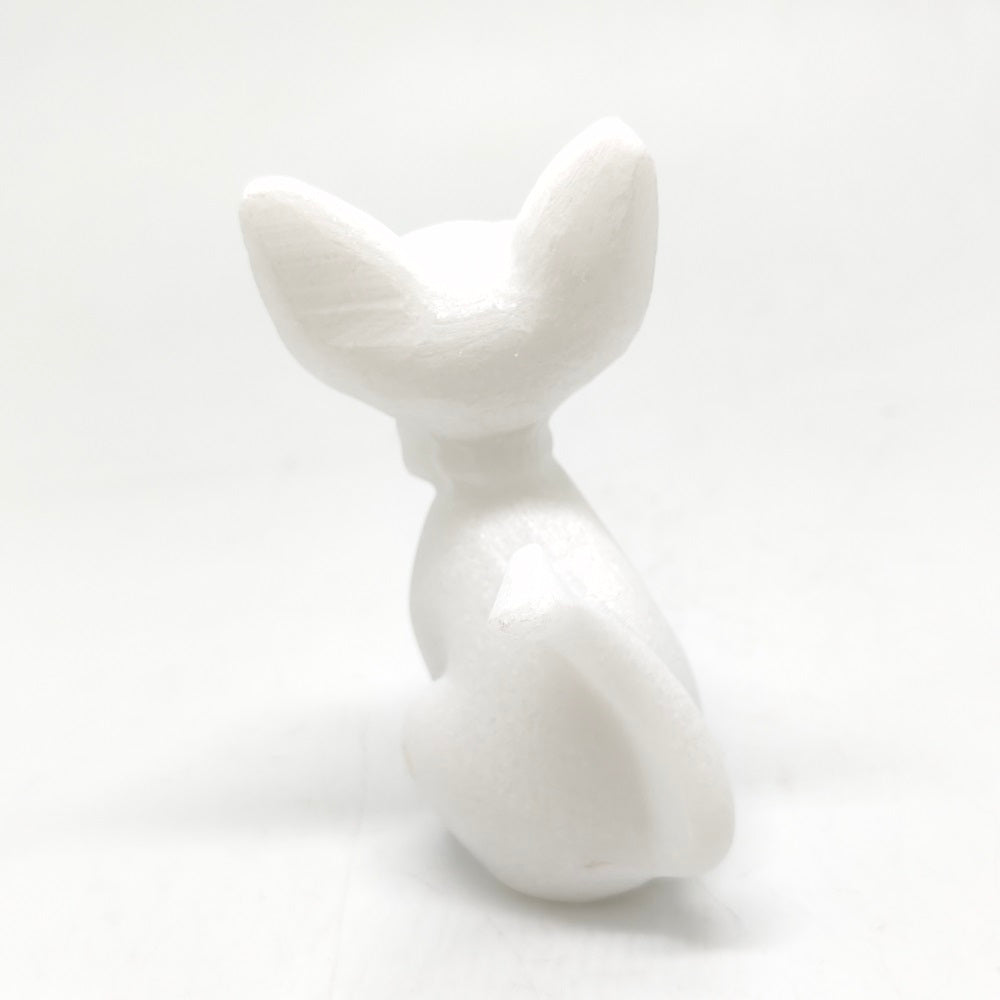 white marble cat carving ornaments healing 175g