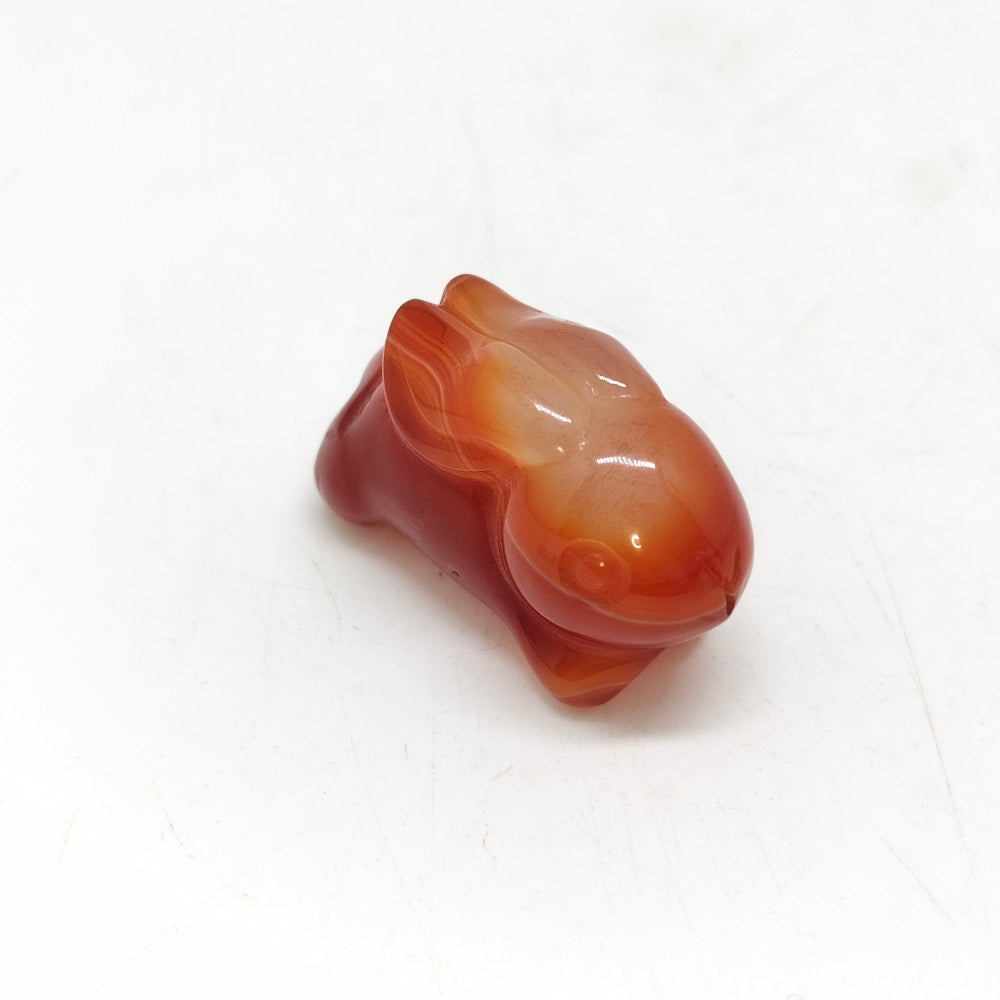 red agate rabbit carving ornaments healing 26.5g