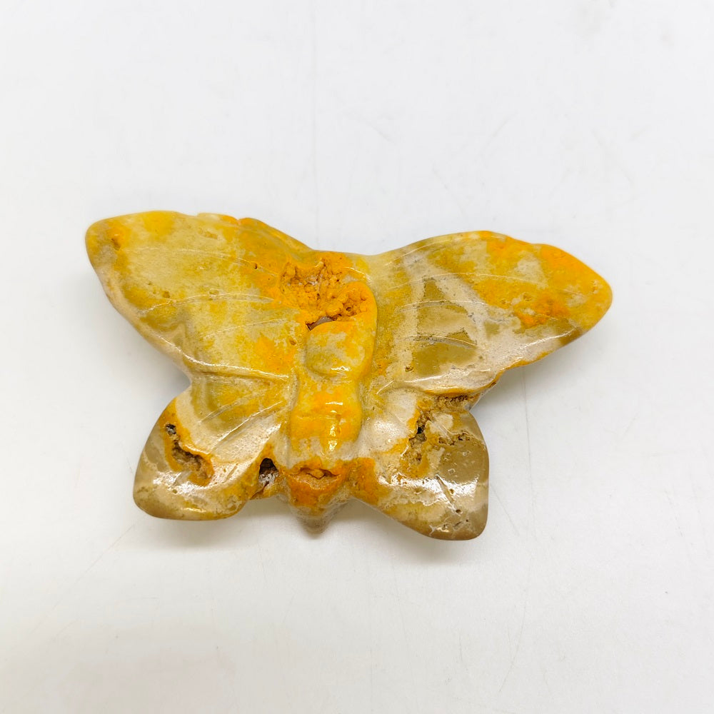 bumble bee jasper butterfly carving ornaments healing 47.3g