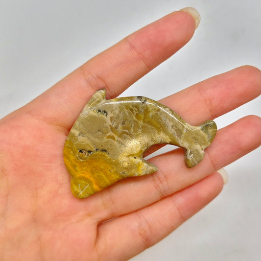 bumble bee jasper dolphin carving ornaments healing 14.6g